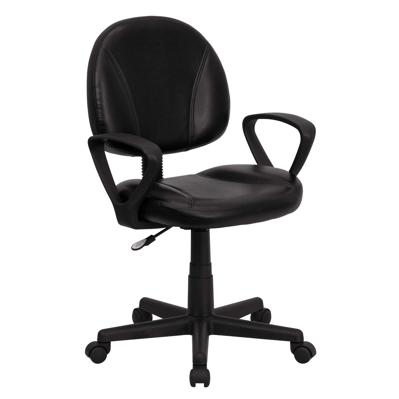 Emma and Oliver Mid-Back Leather Swivel Ergonomic Task Office Chair with Back Depth Adjustment and Arms